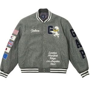 Palace x Gap Varsity Jacket Grey Size XL